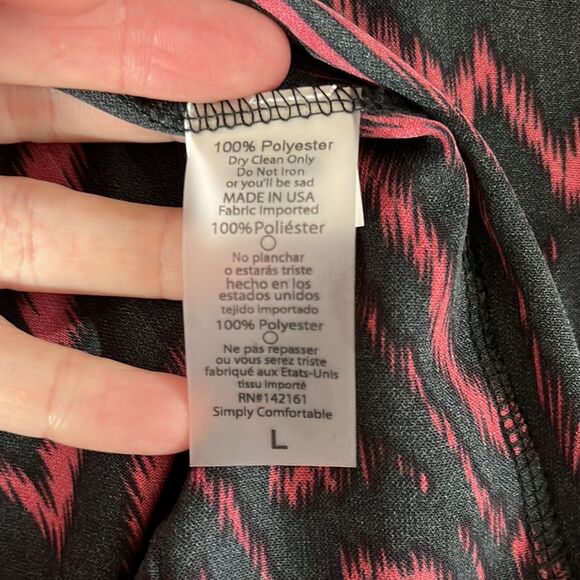 LuLaRoe Patterned Short Sleeve Waterfall Sheer Kimono Red Black Size Large - Picture 6 of 10